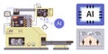 AI-powered automated manufacturing system with analytics and chip technology Royalty Free Stock Photo