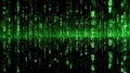 Advanced Matrix Raining Code of Aleatory Green Hacker Numbers Black isolated Background