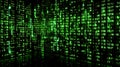 Advanced Matrix Raining Code of Aleatory Green Hacker Numbers Black isolated Background