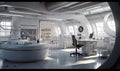 Futuristic laboratory or medical hospital room, with cutting-edge technology and healthcare innovation. Generative Ai