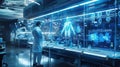 Advanced Medical Research Facility with Holographic Interface Royalty Free Stock Photo