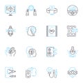 Advanced methods linear icons set. Optimization, Algorithm, Modeling, Simulation, Machine learning, AI, Big data line Royalty Free Stock Photo