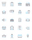 Advanced metropolis linear icons set. Sprawling, High-tech, Futuristic, Complex, Sophisticated, Dynamic, Progressive Royalty Free Stock Photo