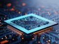 Advanced microchip on circuit board Royalty Free Stock Photo