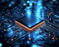 Advanced Microchip and Circuit Board Technology Featuring Seamless Data Processing and Innovation Royalty Free Stock Photo