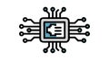 Advanced microchip, complex processor, integrated circuit, and computer hardware, vector design Generative AI Royalty Free Stock Photo