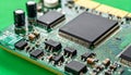 Advanced Microchip on a Green Circuit Board Royalty Free Stock Photo