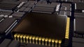 Advanced Microchip and Integrated Circuit Technology Background 3d render Royalty Free Stock Photo