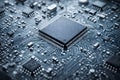 Advanced Microchip Processor Mounted On High-Tech Electronic Circuit Board Royalty Free Stock Photo