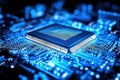 Advanced Microprocessor Chip on Circuit Board Royalty Free Stock Photo