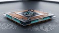 Advanced Microprocessor Chip on Circuit Board Royalty Free Stock Photo