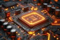 Advanced Microprocessor on Circuit Board in Red Glow Royalty Free Stock Photo