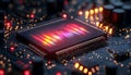 Advanced microprocessor with glowing digital circuitry and connections Royalty Free Stock Photo