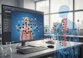 Advanced molecular modeling and human anatomy digital interface in laboratory Royalty Free Stock Photo