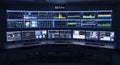 High-Tech Control Room with Real-Time Data Dashboards Royalty Free Stock Photo