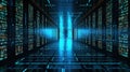 Advanced Motion Digital Cyan Matrix Cyber Environment Big Data Analytic Simulation Background