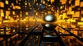 Advanced Motion Digital Gold and Black Matrix Cyber Environment Big Data Analytic Simulation Pattern Background