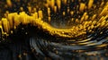 Advanced Motion Digital Yellow and Black Matrix Cyber Environment Blocks Wavy Pattern Background