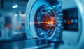 advanced mri or ct scan medical diagnosis machine at hospital lab as wide banner with copy space area
