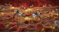 Advanced nanobots operate within a blood vessel Royalty Free Stock Photo