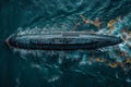 Advanced naval submarine in vast ocean, showcasing latest technology in deep blue sea Royalty Free Stock Photo