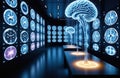 Advanced neural imaging: futuristic brain scans in a high-tech laboratory setting. AI generation