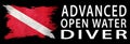 Advanced Open Water Diver, Diver Down Flag, Scuba flag Royalty Free Stock Photo