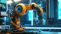 Advanced orange robotic arm in smart factory industrial