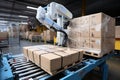 Advanced Palletizing Robot Securing Cargo. AI
