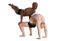 Advanced partner yoga pose. Couples yoga. 3D illustration