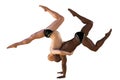 Advanced partner yoga pose. Couples yoga. 3D illustration