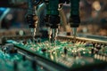 Advanced Precision Robotics Assembling Circuit Boards in a High-Tech Factory