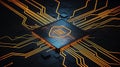 Advanced Processor Chip with Security Shield - Data Protection & AI Technology Royalty Free Stock Photo