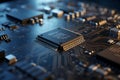 Advanced Processor on Electronic Motherboard, semiconductor technology concept Royalty Free Stock Photo
