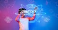 Advanced Project Management Concepts in Enterprise Resource Planning with Virtual Reality Technology and Data Analysis Royalty Free Stock Photo