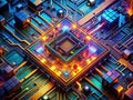 Advanced Quantum Computing Research Closeup View of Interconnected Electrical Circuits in a Futuristic Laboratory Royalty Free Stock Photo
