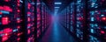 Advanced quantum data center, interconnected nodes, technology, modern