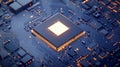 Advanced quantum processor chip featuring a complex circuit design and intricate details