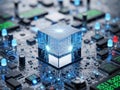 Advanced quantum processor on circuit board Royalty Free Stock Photo