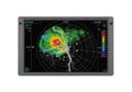 Advanced radar weather display screen showing storm patterns and data analysis Royalty Free Stock Photo