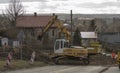 Advanced road construction works in Ostrowiec Swietokrzyski.