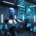Advanced robot analyzing data Royalty Free Stock Photo