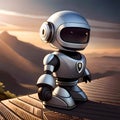 Advanced robot in deep thought - ai generated image