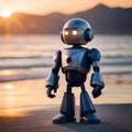 Advanced robot in deep thought - ai generated image