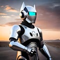 Advanced robot in deep thought - ai generated image