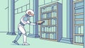 Advanced robot exploring a futuristic library, symbolizing AI, learning, and future knowledge, vector design Generative AI Royalty Free Stock Photo