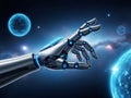 Advanced robot hand in space Royalty Free Stock Photo