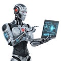 Advanced robot interacting with digital interface Royalty Free Stock Photo