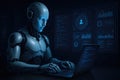Advanced robot working on data analytics project Royalty Free Stock Photo