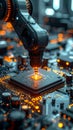 Advanced Robotic Arm Manufacturing a Microchip Royalty Free Stock Photo